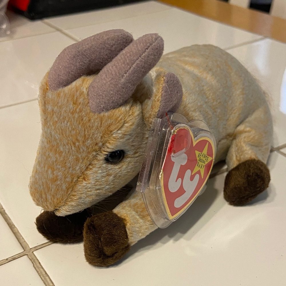 Ty Beanie Baby Goatee Goat Plush with Brown and Cream, 1OO